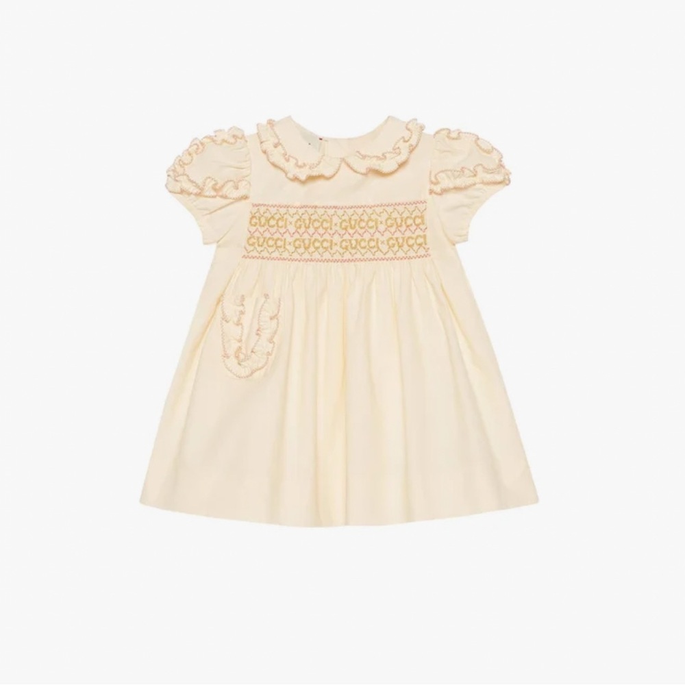 Gucci Cream Baby Dress with Pink Accents